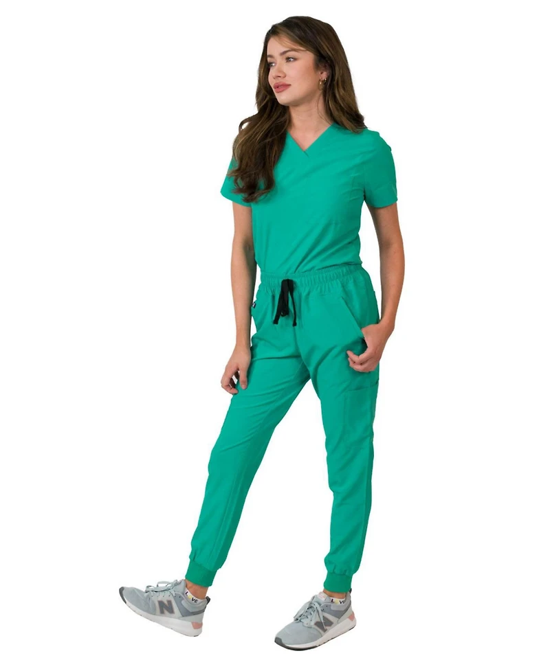 Medgear Women's 1-Pocket Top Knit Rib Cuff Jogger Pants Set