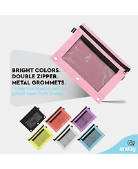 Enday Pink Pencil Pouch for 3 Ring Binder, Zippered Binder Pouches, Case Large Bags f