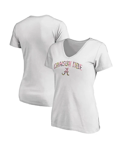 Fanatics Mto Label Women's White Alabama Crimson Tide Floral Arched V-Neck T-Shirt