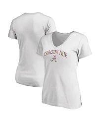 Fanatics Mto Label Women's White Alabama Crimson Tide Floral Arched V-Neck T-Shirt