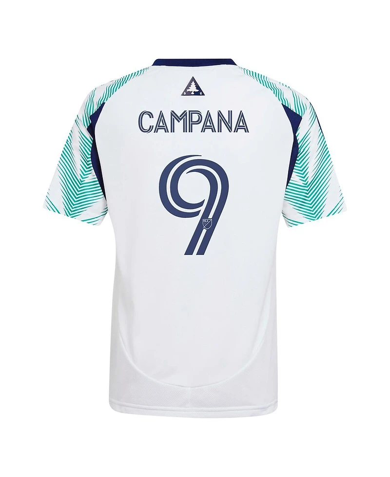 Adidas Big Boys and Girls Leonardo Campana White New England Revolution 2025 Eastern Pine x Flag of Replica Player Jersey