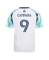Adidas Big Boys and Girls Leonardo Campana White New England Revolution 2025 Eastern Pine x Flag of Replica Player Jersey