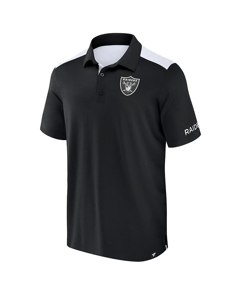 Fanatics Men's Black/White Las Vegas Raiders Color Block Polo Shirt