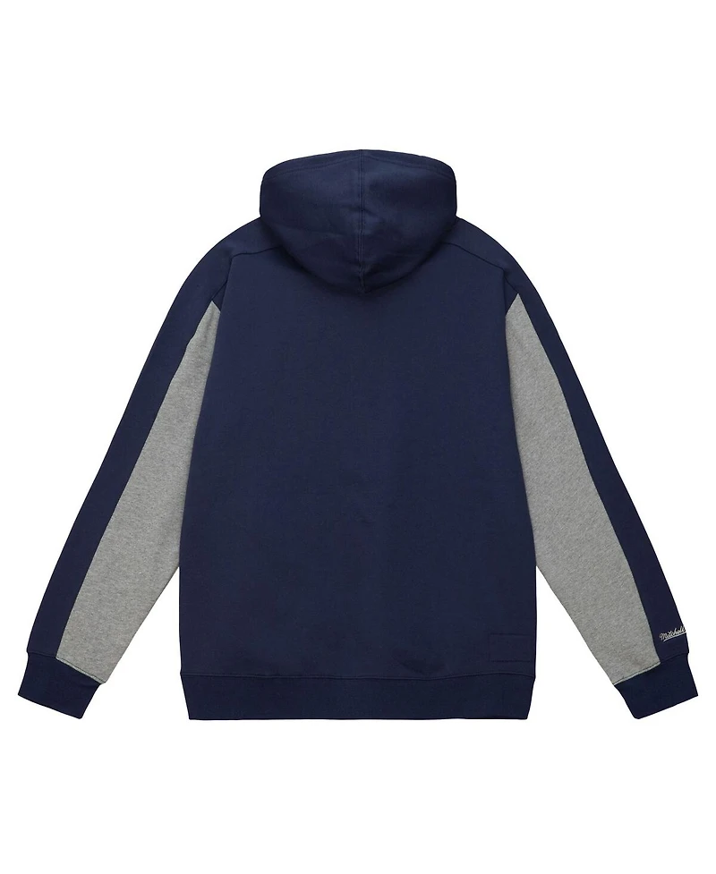 Mitchell & Ness Men's Navy Dallas Cowboys Color Blocked Fleece 2.0 Pullover Hoodie