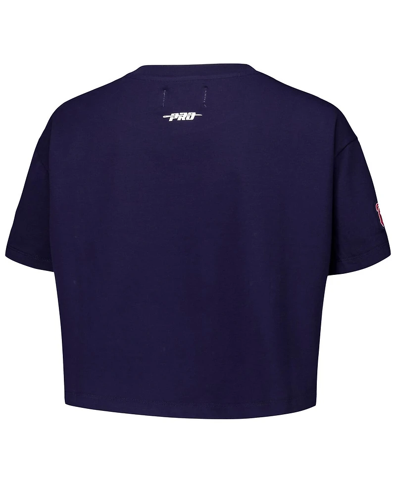 Pro Standard Women's Navy Atlanta Braves Made To Play Boxy Cropped T-Shirt
