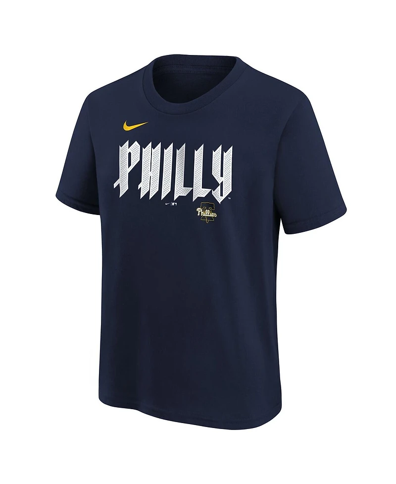 Nike Big Boys and Girls Trea Turner Navy Philadelphia Phillies Fuse City Connect Name Number T-Shirt
