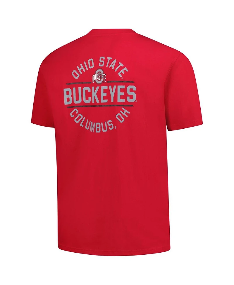 Fanatics Men's Scarlet Ohio State Buckeyes Big Tall Fast Break 2 Hit T-Shirt