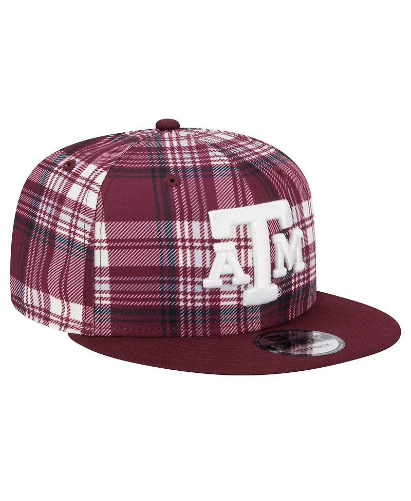 New Era Men's Maroon Texas A&M Aggies Plaid 9FIFTY Snapback Hat