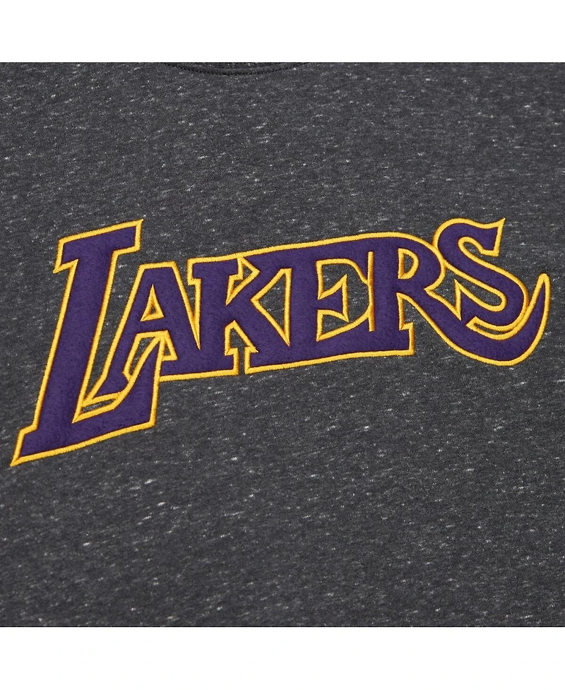 Mitchell & Ness Men's Black Los Angeles Lakers Out Collection Snow Washed Vintage Logo Pullover Sweatshirt