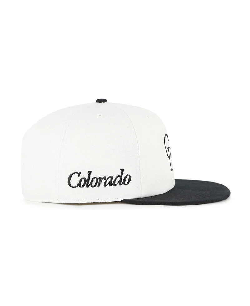 '47 Brand Men's White/Black Colorado Rockies Foundation Captain Snapback Hat