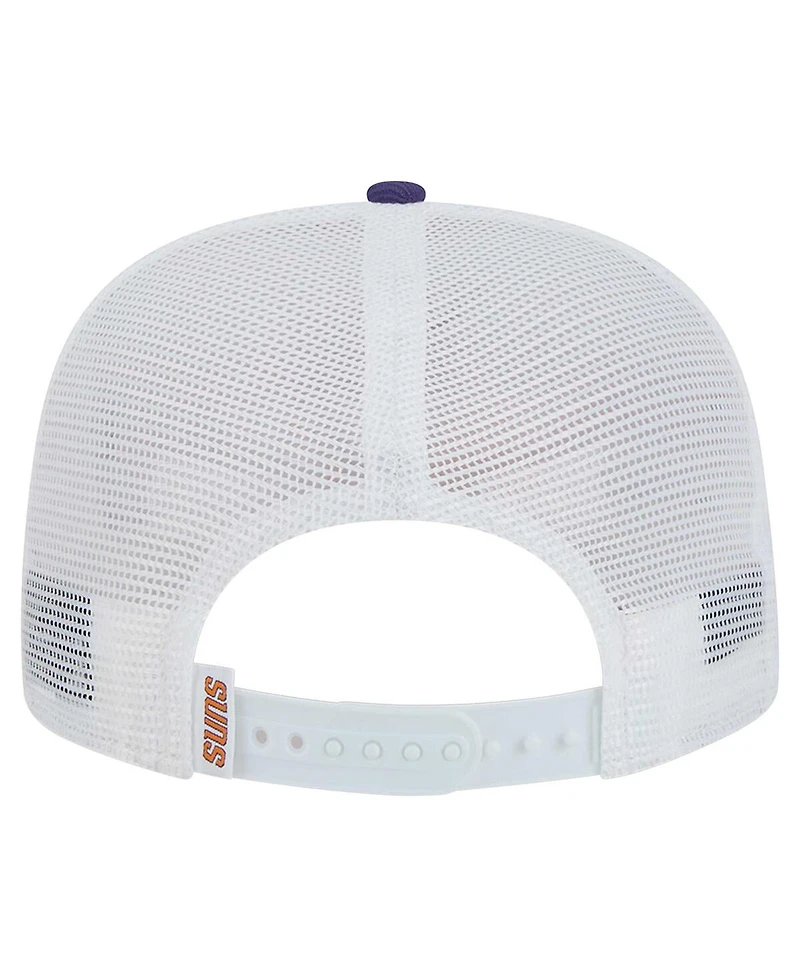 New Era Men's White/Purple Phoenix Suns Dip-Dye 9FIFTY A-Frame Trucker Snapback Hat