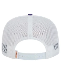 New Era Men's White/Purple Phoenix Suns Dip-Dye 9FIFTY A-Frame Trucker Snapback Hat