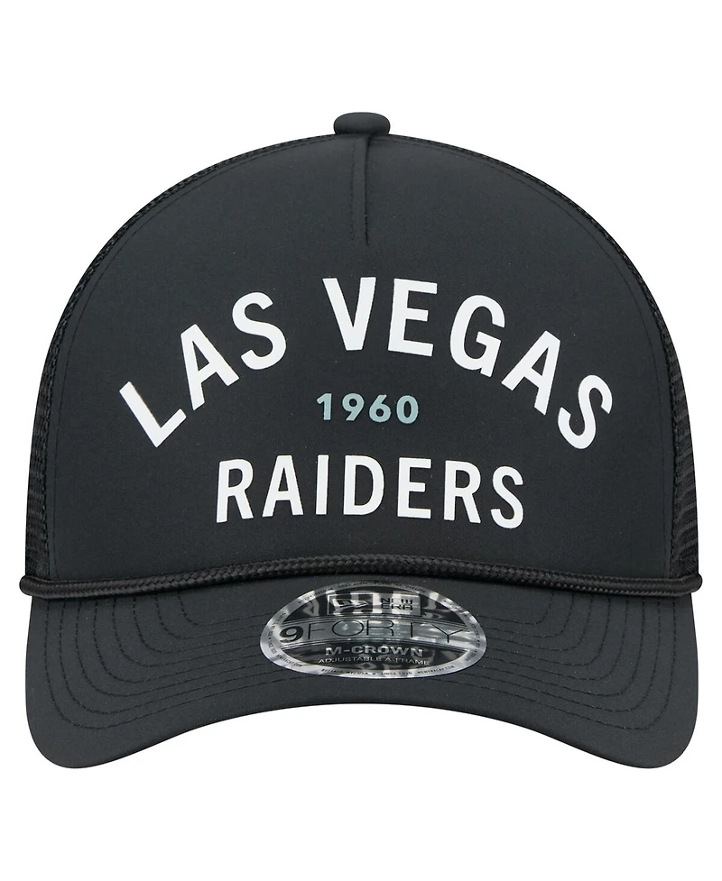 New Era Men's Black Las Vegas Raiders Active Minimalist M-Crown A-Frame 9FORTY Adjustable Hat