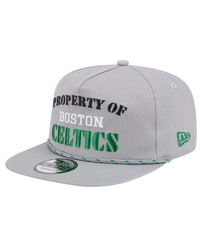 New Era Men's Gray Boston Celtics Throwback Property Of Golfer Snapback Hat