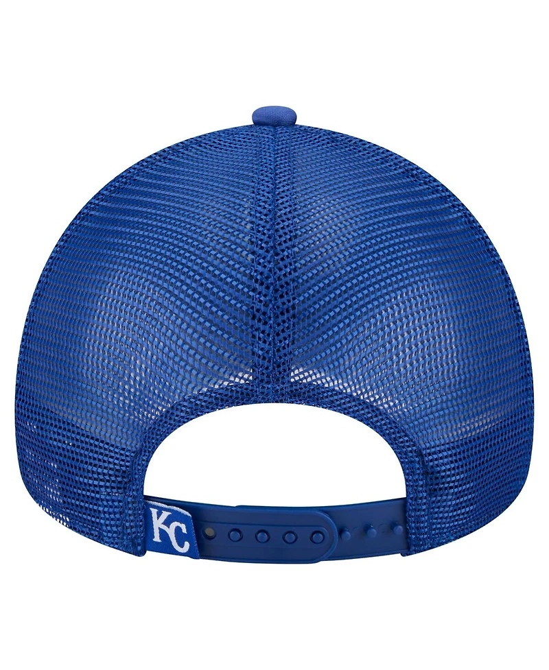 New Era Men's Royal Kansas City Royals Distressed 9FORTY A-Frame Adjustable Trucker Hat