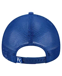 New Era Men's Royal Kansas City Royals Distressed 9FORTY A-Frame Adjustable Trucker Hat