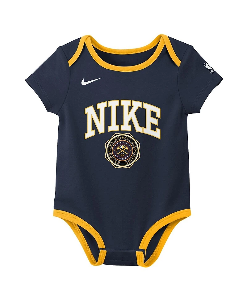 Nike Newborn Navy/Black Denver Nuggets Just Do It 2-Pack Bodysuit Set
