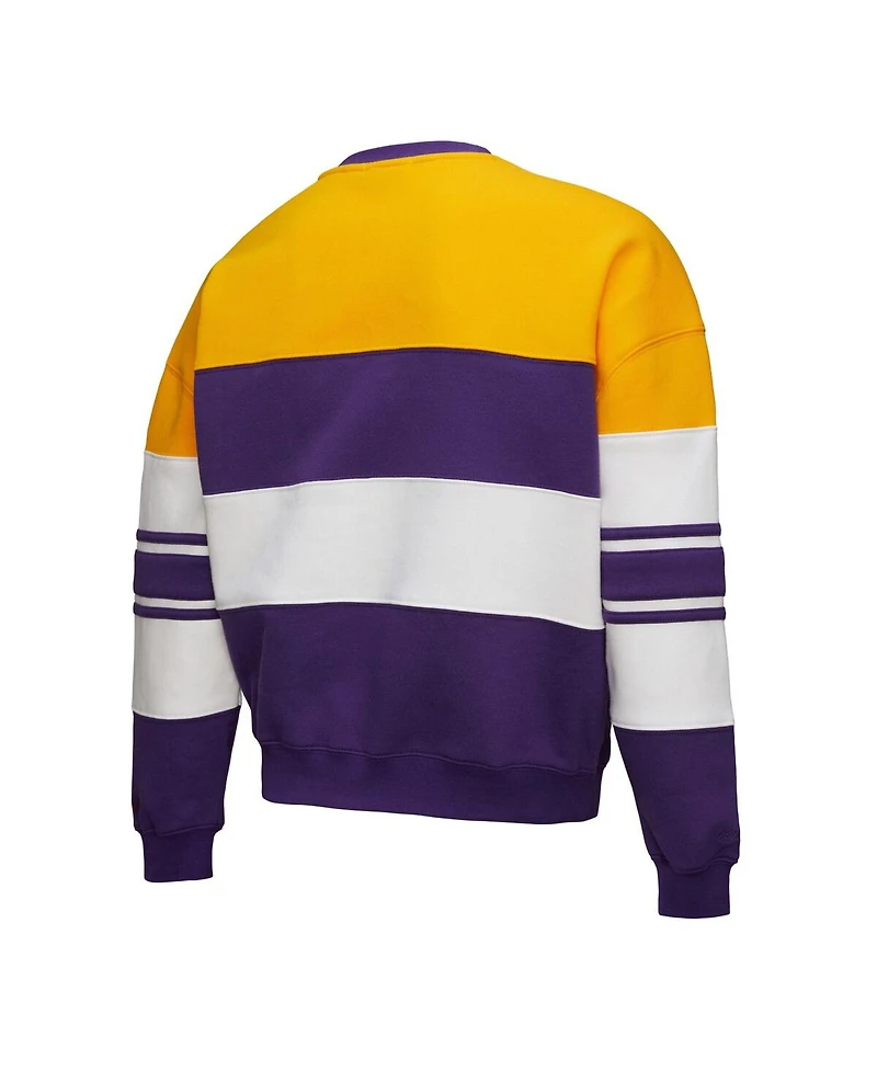 Mitchell & Ness X Dannijo Women's Gold/Purple Los Angeles Lakers Blocked Pullover Sweatshirt