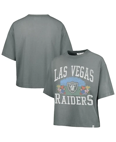 '47 Brand Women's Gray Las Vegas Raiders Florentina Montauk Cropped T-Shirt