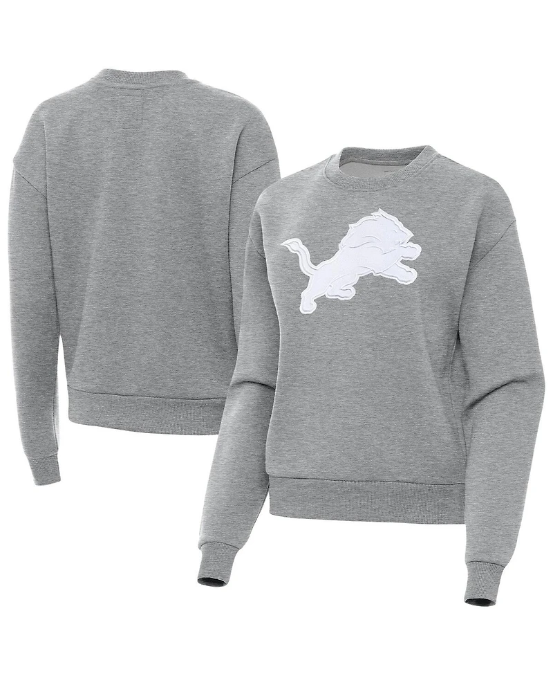 Antigua Women's Heather Gray Detroit Lions Victory Pullover Sweatshirt