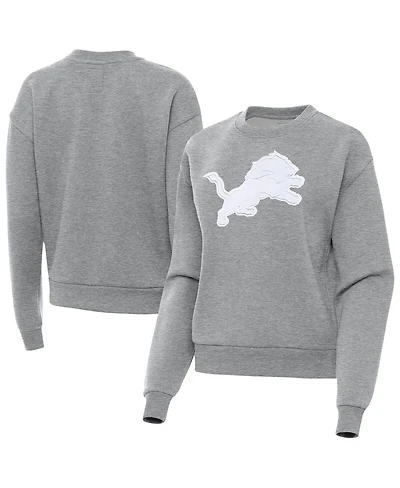 Antigua Women's Heather Gray Detroit Lions Victory Pullover Sweatshirt