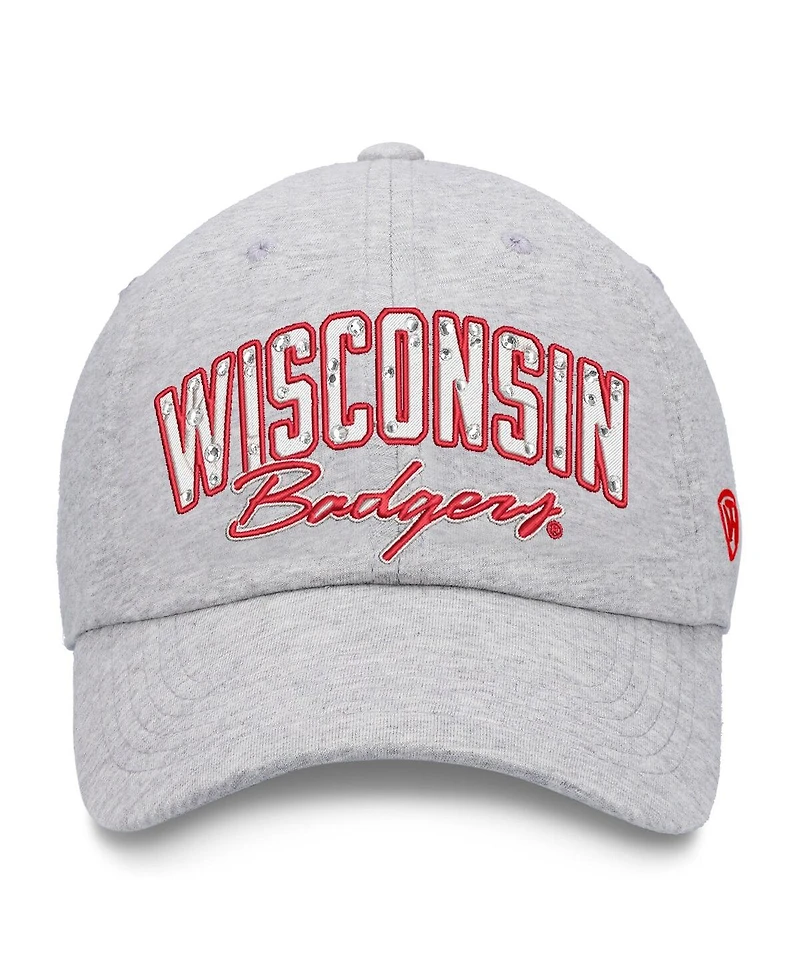 Top of the World Women's Heather Gray Wisconsin Badgers Rhinestone Christy Adjustable Hat