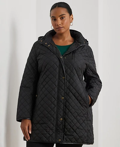 Lauren Ralph Plus Hooded Quilted Coat
