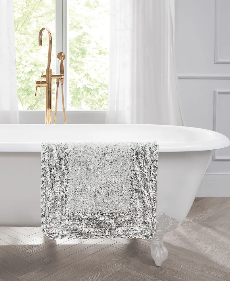 Laura Ashley Cotton Ruffled Bath Rug, 27" x 45"