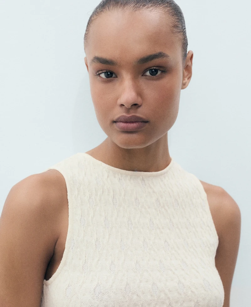 Mango Women's Fitted Textured Knit Dress