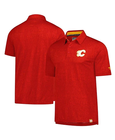 Fanatics Men's Red Calgary Flames Authentic Pro Jacquard Polo Shirt