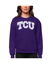 Antigua Women's Purple Tcu Horned Frogs Victory Crewneck Pullover Sweatshirt