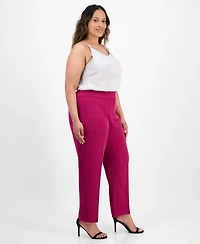 Kasper Plus High-Rise Slim-Leg Pants