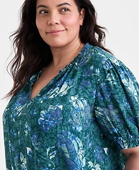 Style & Co Plus Printed Ruffle-Trim Blouse, Exclusively at Macy's