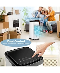 3-in-1 Evaporative Air Cooler, Quiet Personal Swamp Cooler with Remote Control, 70° Oscillation, 12H Timer, 3 Speeds, 2 Ice Boxes, Portable Air C