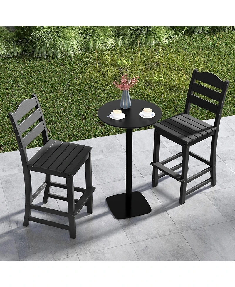 30 Inches Counter Height Hdpe Bar Stool with Backrest and Footrest-Turquoise