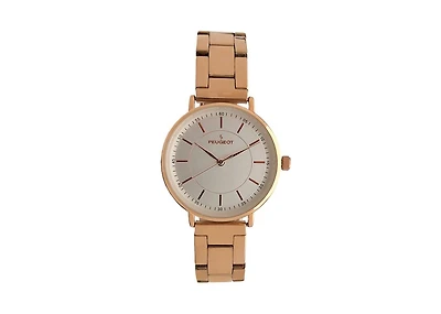Peugeot Women Rose Gold Watch 30mm Sleek Stainless Steel Bracelet