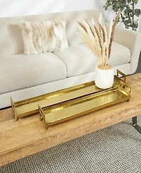 Rosemary Lane Modern Brass Tray, Set of 2
