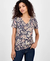Nautica Jeans Women's Paisley-Print V-Neck T-Shirt