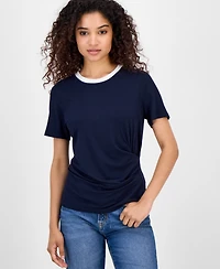 Nautica Jeans Women's Side-Gathered Short-Sleeve Top