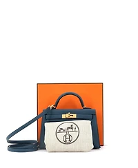 Pre-Owned Hermes Kelly Handbag Blue Epsom with Gold Hardware