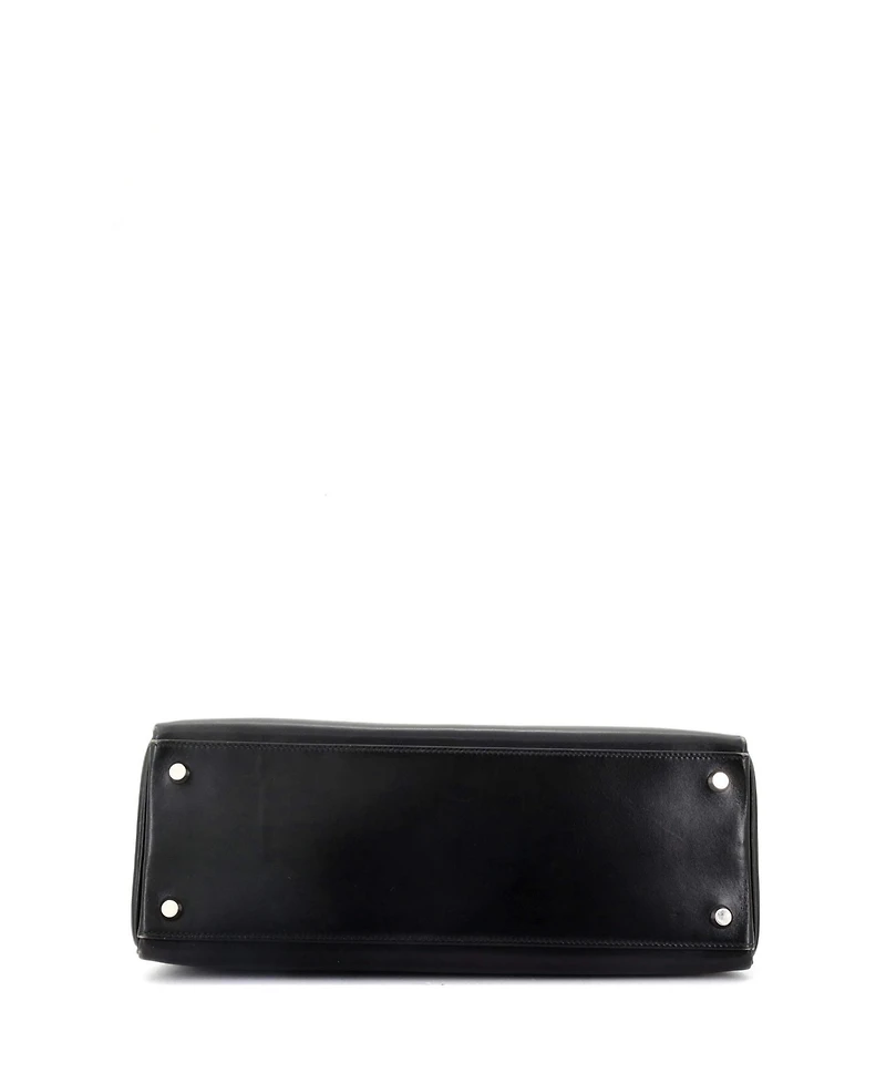 Pre-Owned Hermes Kelly 32 Handbag Black Box Calf with Palladium Hardware
