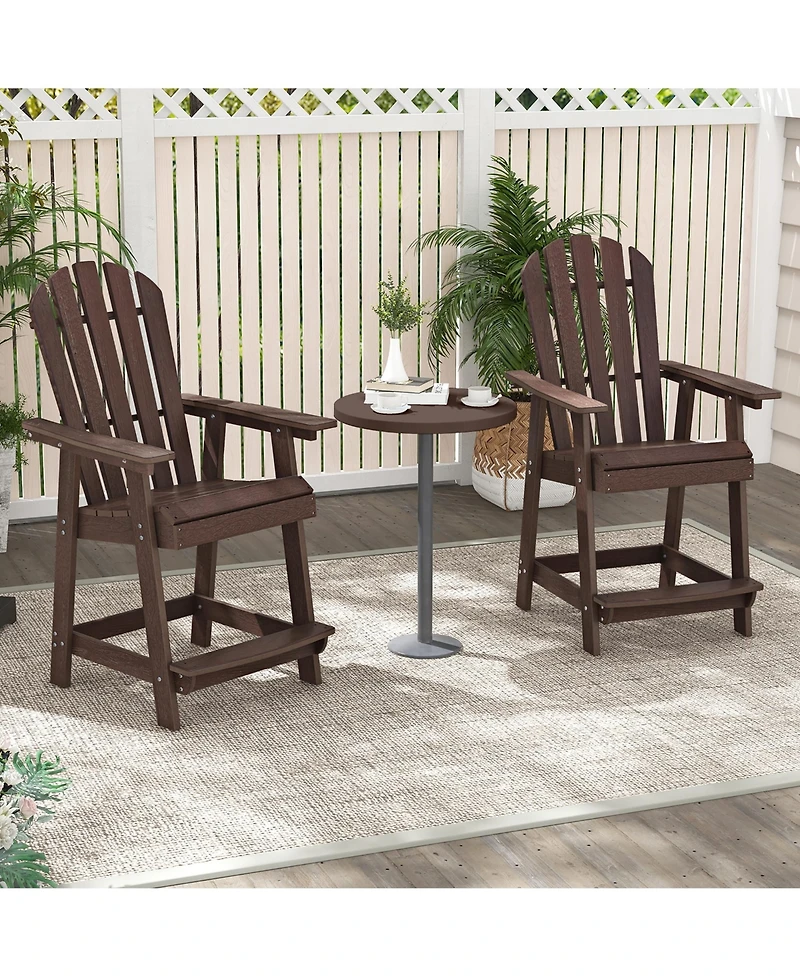 Gymax 4PCS Bar Stool Hdpe Chair w/ Armrest Footrest Home Indoor Outdoor Patio