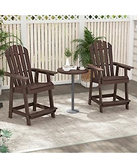 Gymax 4PCS Bar Stool Hdpe Chair w/ Armrest Footrest Home Indoor Outdoor Patio