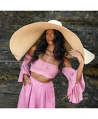 Solana Oversized Straw Hat in Natural Beige