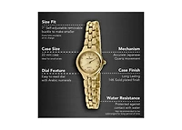 Peugeot Women's 22mm Gold Dial Round Self-Adjust Link Bracelet Watch
