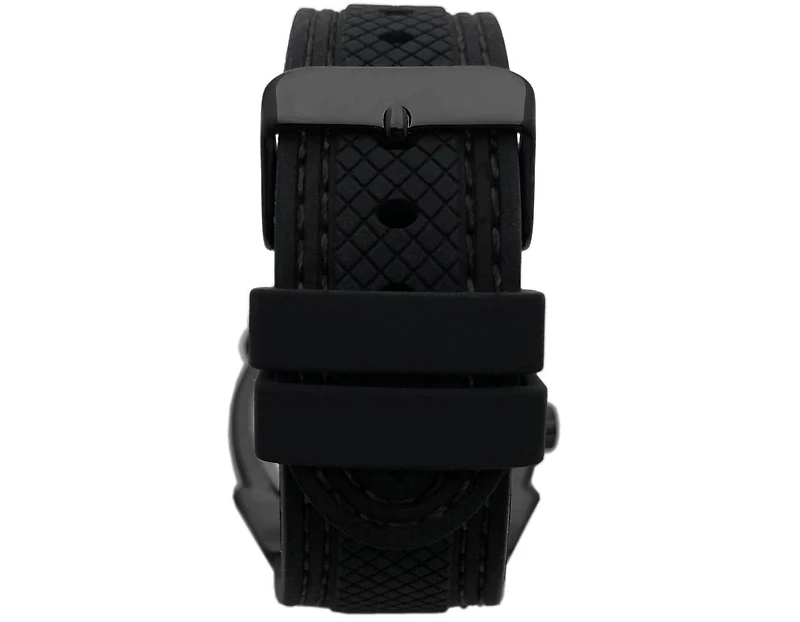 Peugeot Men's 44mm Black Sport Calendar Stitched Rubber Band Watch
