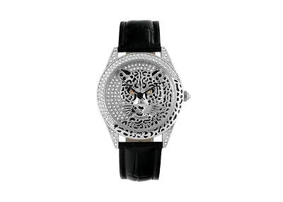 Peugeot Women's Couture Silver Watch Leopard Dial Swarovski Crystal