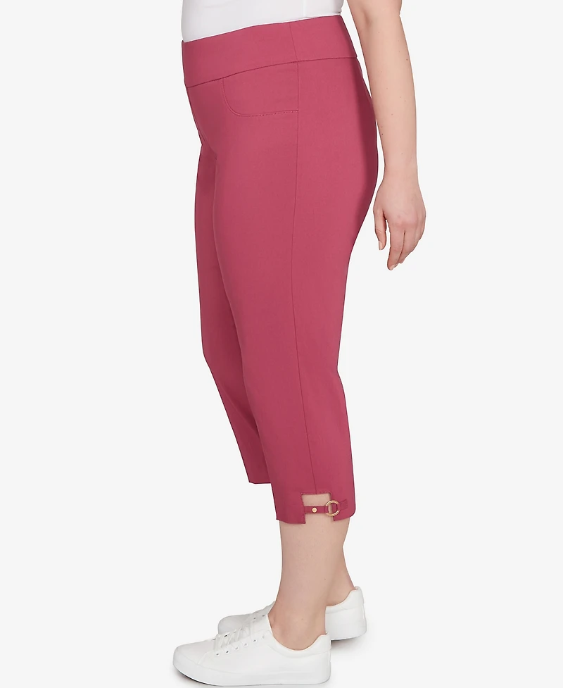 Hearts Of Palm Plus Solid Tech Stretch Capri Pants