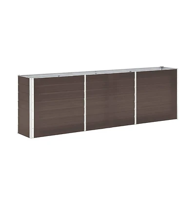 Garden Raised Bed Galvanized Steel 94.5"x15.7"x30.3" Brown