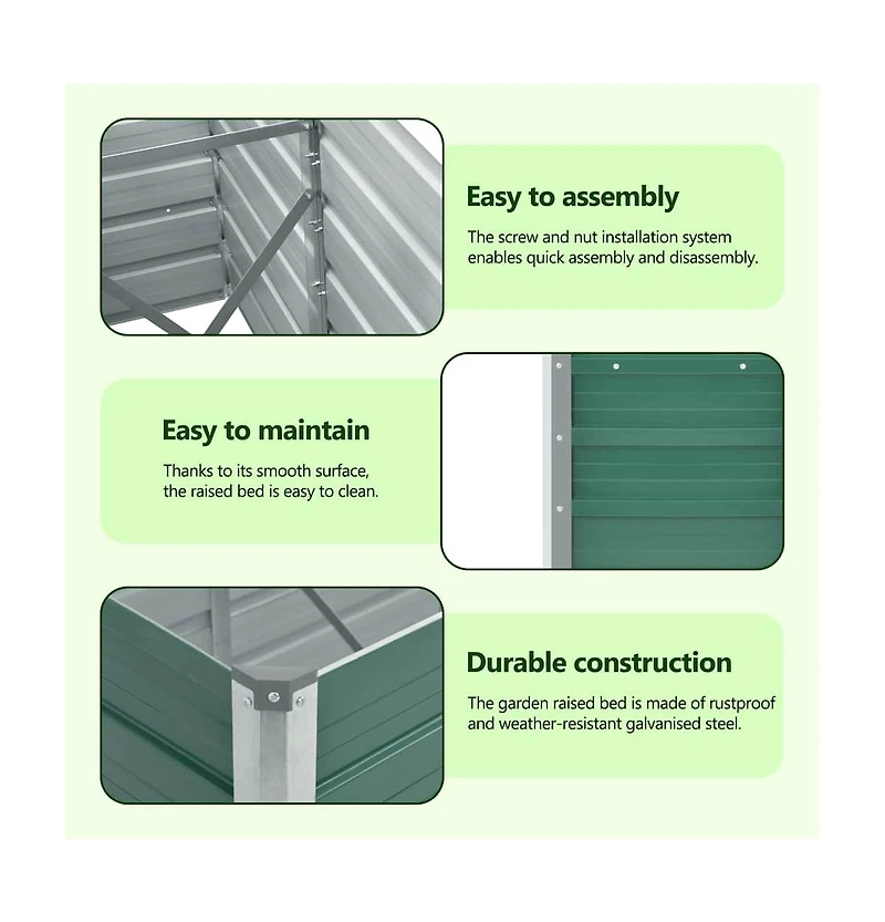 Garden Raised Bed Galvanized Steel 94.5"x15.7"x17.7" Green
